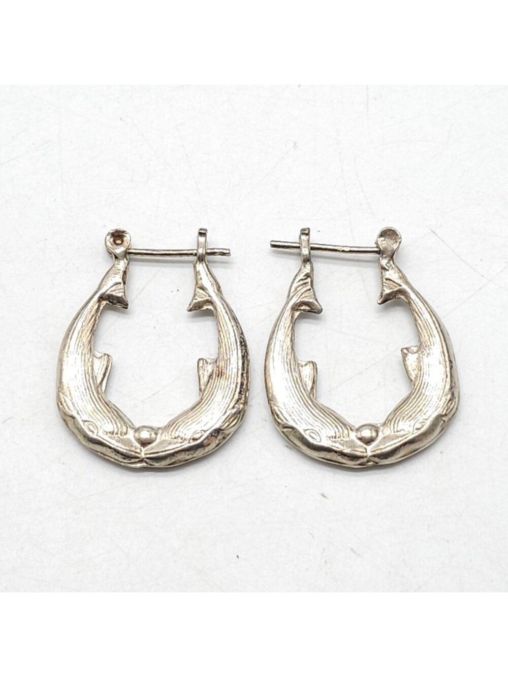 Whale-Inspired Sterling Silver Hoop Earrings Ocean-Themed Approx. 1 Inch